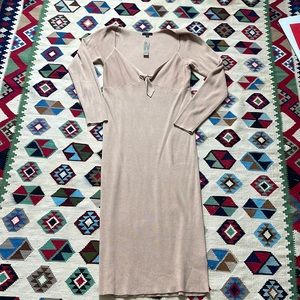 Long sleeve low cut sweater dress